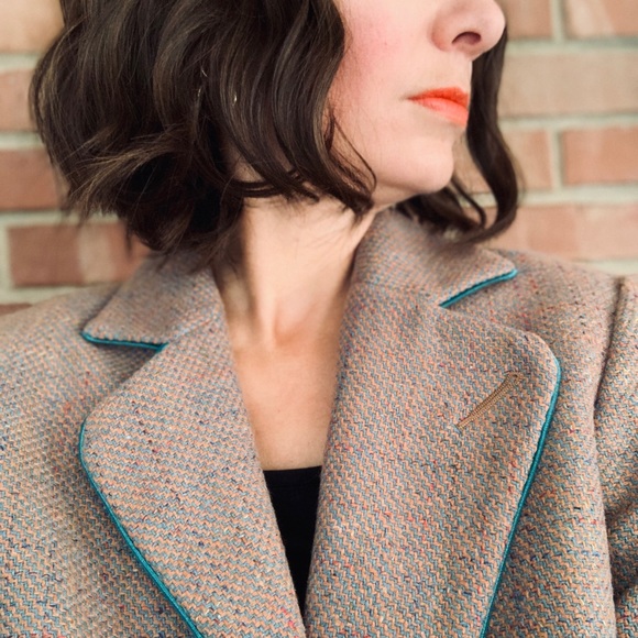 Parallel Jackets & Blazers - Parallel Tweed Teal and Mauve/Blush Blazer